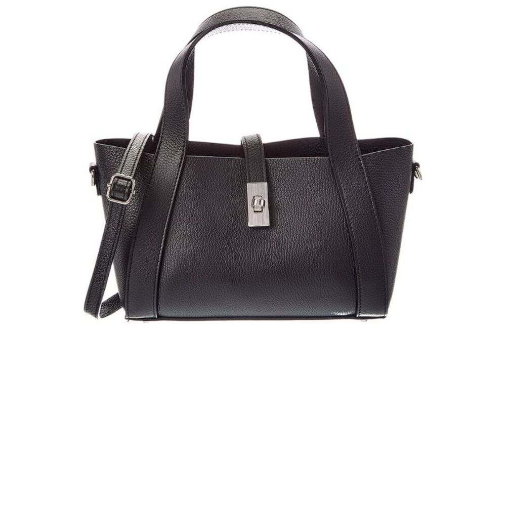 Italian Leather Gaia Leather Top Handle Bag, Black